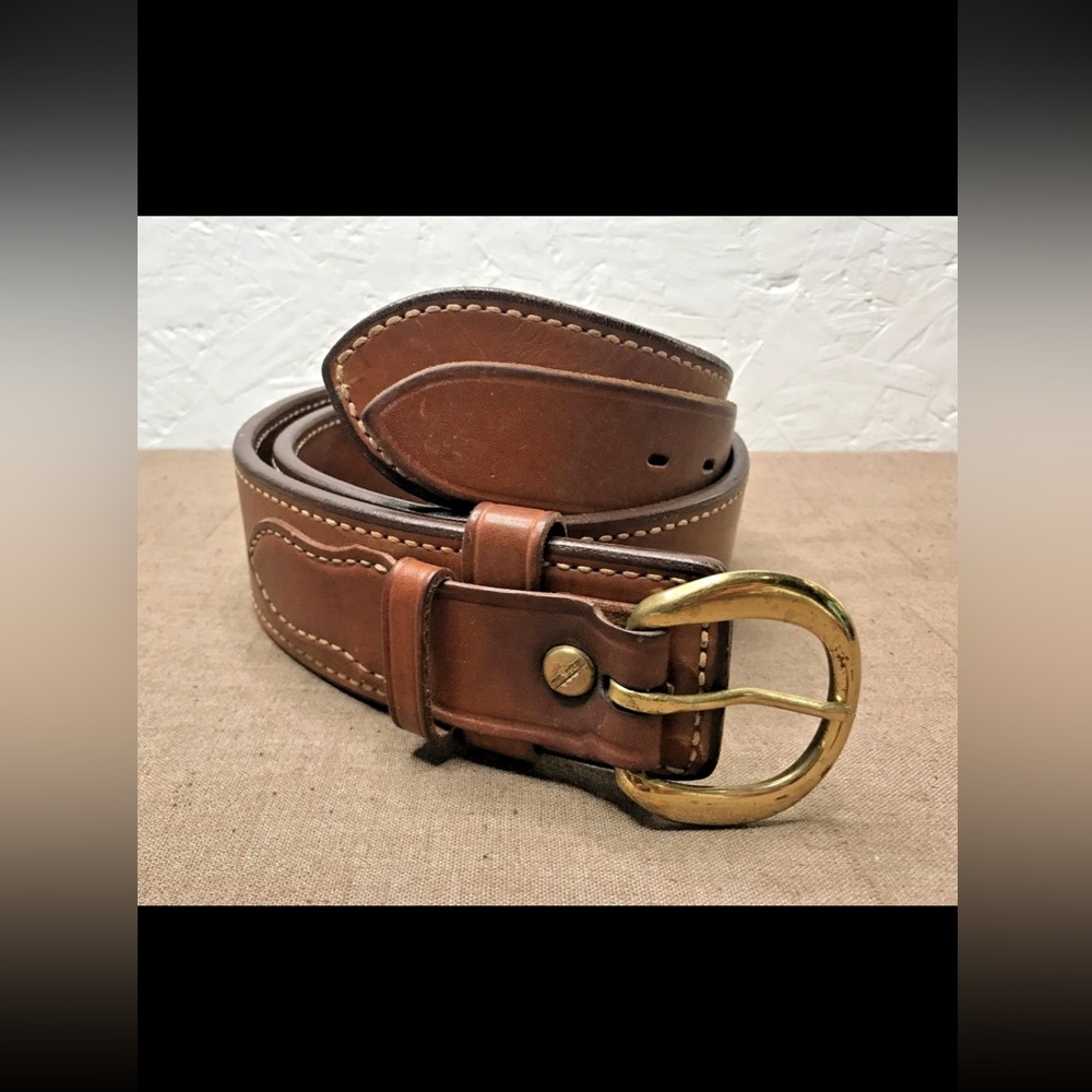 Bianchi Men's Classic Heavy-Duty Leather Belt w/ Solid Brass Buckle Size 36